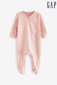 Gap Pink Brannan Bear Long Sleeve Baby Sleepsuit (Newborn - 24mths) (Q13791) | €24
