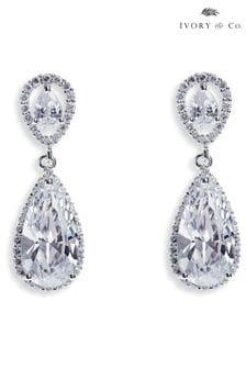 Ivory & Co Silver Bacall Rhodium Crystal Sparkling Peardrop Earrings (Q14139) | €75