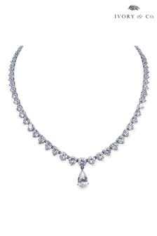 Ivory & Co Silver Imperial Rhodium Crystal Teardrop Necklace (Q14144) | €77