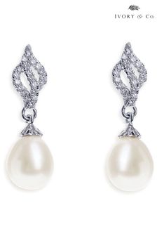 Ivory & Co Lisbon Romantische, rhodinierte Ohrringe mit Kristallen und Perlen (Q14151) | 34 €