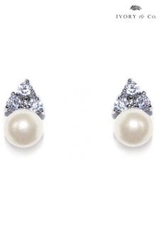 Ivory & Co Silver Classic Rhodium Crystal And Pearl Earrings (Q14157) | €27