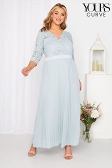 Yours Curve Blue Long Sleeve Wrap Lace Dress (Q14312) | 41 €