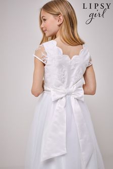 Lipsy Ivory Tulle Lace Cap Sleeve Occasion Dress (Q15007) | CHF 64 - CHF 73