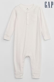 Gap White Button Long Sleeve Baby Sleepsuit (Q15192) | €10.50