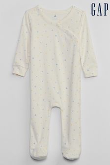 Gap White Print Long Sleeve Baby Sleepsuit (Newborn - 9mths) (Q15194) | €25