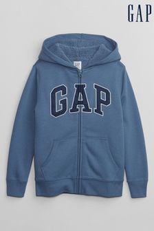 Blau - Gap Kinder Kapuzenjacke mit Sherpafutter, Logo und Reißverschluss (4-13yrs) (Q15201) | 55 €
