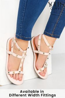 Yours Curve Nude Extra-Wide Fit Studded Sandal (Q15281) | €21.50