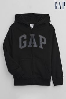 Negro - Sudadera con capucha para niños con forro de sherpa y cremallera con logotipo de Gap (4 a 13 años) (Q15299) | 50 €