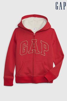 Gap Red Logo Sherpa Zip Up Long Sleeve Hoodie (4-13yrs) (Q15443) | kr640