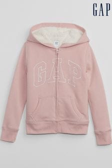 Gap Pink Logo Sherpa Zip Hoodie (4-13yrs) (Q15509) | €50