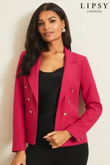 Lipsy Hot Pink Regular Military Tailored Button Blazer (Q15668) | $93