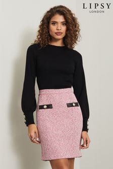 Lipsy Black Regular Petite 2 in 1 Boucle Knitted Dress (Q16078) | kr731