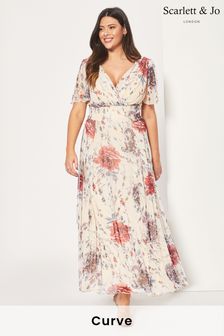 Scarlett & Jo Cream Floral Isabelle Print Float Sleeve Maxi Dress (Q16239) | ₪ 396