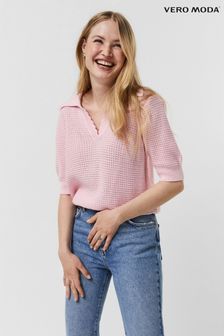 VERO MODA Pink Short Sleeve Knit Top (Q16378) | ₪ 112