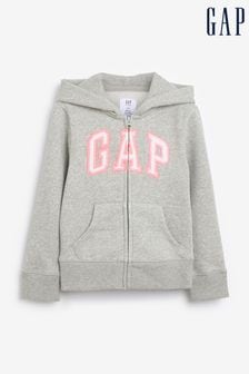 Gap Grey and Pink Logo Zip Up Hoodie (4-13yrs) (Q16566) | €36