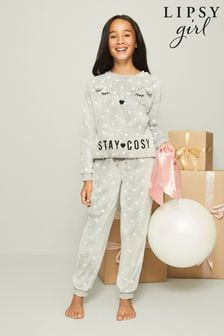 Bär, grau - Lipsy Gemütlicher, zweiteiliger Fleece-Pyjama (Q17229) | CHF 34 - CHF 42