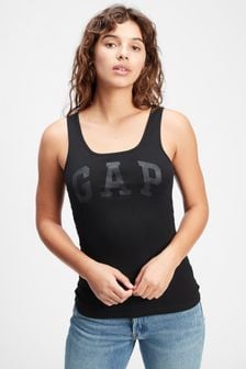 Črna - rebrasta majica brez rokavov z logotipom Gap (Q17346) | €9