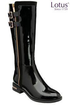 Lotus Footwear Black Patent Leg Boot (Q18158) | €43