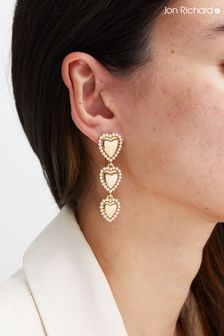 Jon Richard Gold Polished And Pearl Heart Earrings (Q18187) | ₪ 151