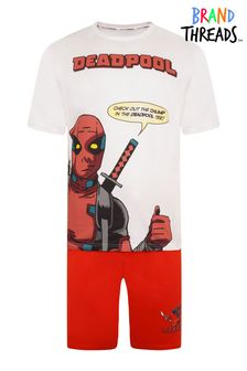 Brand Threads Red Deadpool Mens BCI Cotton Pyjamas Sizes XS - XL (Q18375) | ₪ 102