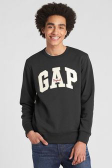 Czarny - Bluza dresowa Gap Original z okrągłym dekoltem i logo (Q18547) | 160 zł