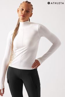 Белый - Бесшовная футболка с водолазкой Athleta Ascent (Q18718) | €124