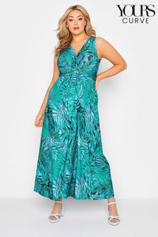 Yours Curve Green Tropical Knot Front Maxi Dress (Q19249) | 66 €