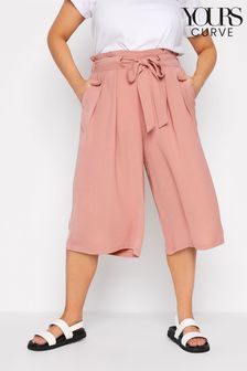 Yours Curve Pink Paper Bag Washed Twill Culotte (Q19291) | €33