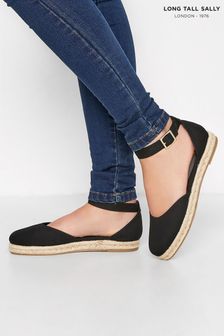 Long Tall Sally Black Espadrille Ankle Strap Sandal (Q19319) | ₪ 210
