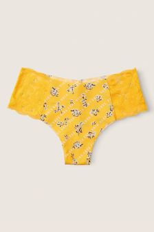 Victoria's Secret PINK Maize Yellow Floral Logo Yellow No Show Cheeky Knickers (Q19413) | €12