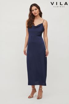VILA Blue Cowl Neck Cami Maxi Dress (Q20111) | $53