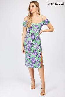 Trendyol Multi Floral Midi Dress With Off the Shoulder (Q20161) | $62