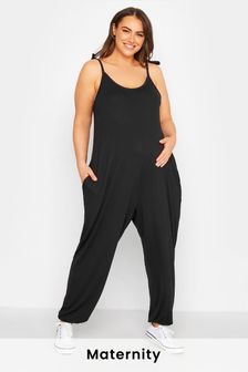 Bump It Up Maternity Black Oversized Jumpsuit (Q20282) | ₪ 135