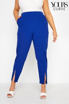 Yours Curve Blue Tapered Scuba Trouser With Split Front (Q20342) | €27