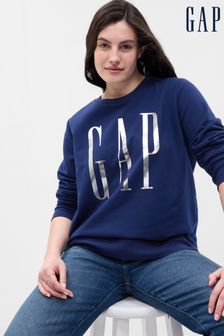 Blue - Gap Logo Long Sleeve Crew Neck Sweatshirt (Q20442) | kr370