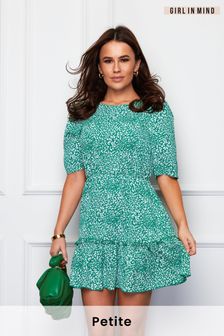 Girl In Mind Green Petite Esther Dress With Long Sleeves (Q20504) | R706