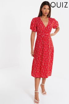 Quiz Red Ditsy Print Midi Dress (Q20548) | €12.50