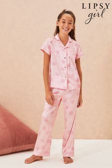 Lipsy Pink Satin Pyjama Long Leg Set (Q20610) | €26 - €35