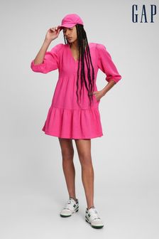 Gap Pink Crinkle Gauze Tiered Mini Dress (Q21014) | 47 €