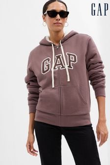 Gap Brown Logo Sherpa-Lined Zip Up Hoodie (Q21037) | kr779