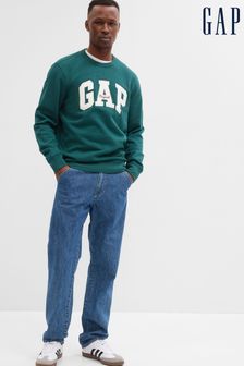 Zielony - Bluza dresowa Gap Original z okrągłym dekoltem i logo (Q21044) | 160 zł