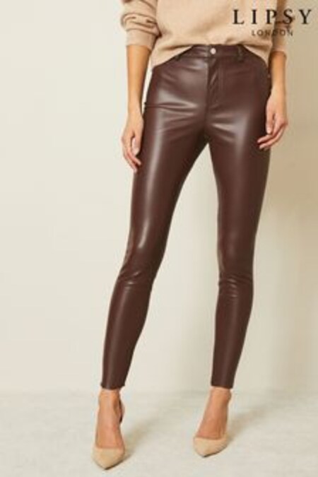 Braun, Kunstleder - Lipsy Olivia Skinny-Jeans mit mittelhohem Bund und angedeuteten Taschen (Q21095) | CHF 49