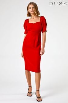 Dusk Red Sweetheart Neck Fitted Dress (Q21255) | €15.50