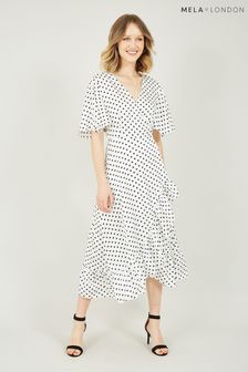 Mela White Polka Dot Wrap Dress (Q21367) | €31
