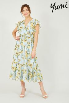 Sukienka midi Yumi z nadrukiem w słoneczniki (Q21381) | 174 zł