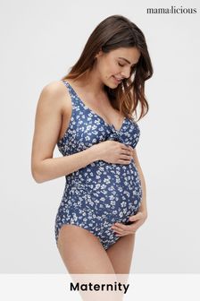 Mamalicious Blue Maternity Ditsy Print Swimsuit (Q21439) | ₪ 196