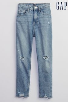 Gap Medium Blue High Rise Destructed Mom Jeans (Q21677) | €30