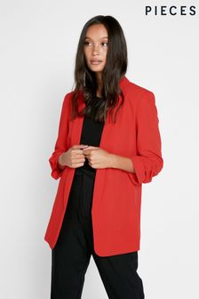 Pieces Red Relaxed Ruched Sleeve Workwear Blazer (Q21730) | 56 €