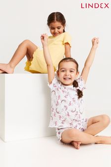 Lindex Yellow & White/Pink Unicorn 2 Pack Print Pyjama Set (Q21814) | €13.50