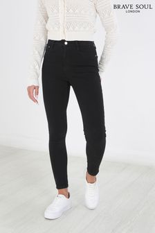 Brave Soul Black Plain Colour Denim Skinny Fit Jeans (Q22057) | $40